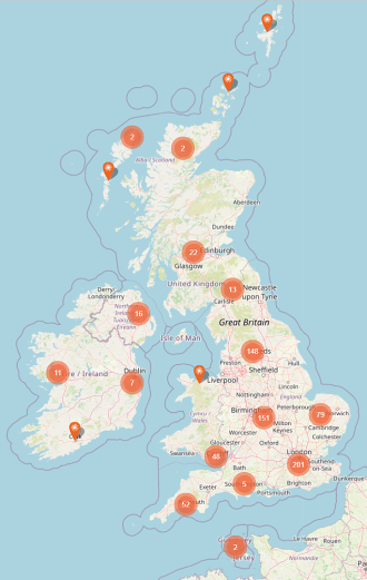 Map of community archives in the CAHG directory