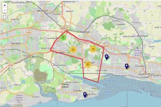 Area covered by H&TCA Division of areas between South Benfleet = Benfleet CA and H&TCA by Mark Thrés | Mark Thrés Sept 2010, Graphic David Hurrell