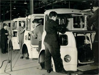 Cab_Trim_Picture_for_Back_Cover Workers on Cab Trim, BMC Bathgate (1961)