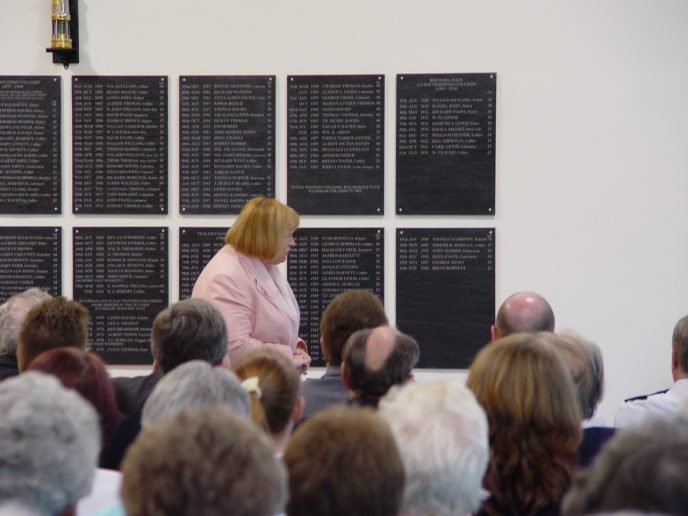 DSC00798 Edwina Hart AM, MBE, Minister for Social Justice and Regeneration, guest of honour addressing the audience.
