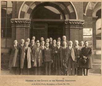 H_S_Bodey_with_suitcase H.S.Bodey is 4th from the right with the briefcase. B.S.A. Works Birmingham 9 October 1930