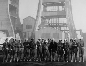 Hucknall1 Miners at Hucknall Colliery Number 2, also known as Bottom Pit, 1975
