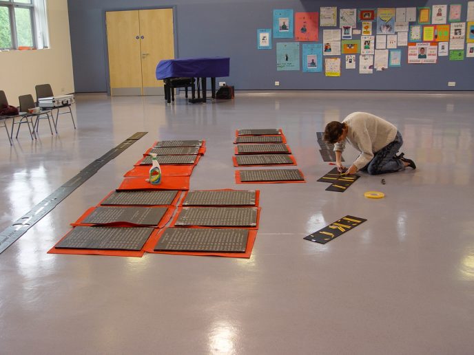 Joanna_Daniel_Preparing_the_lettering Joanna Daniel prepares the lettering.