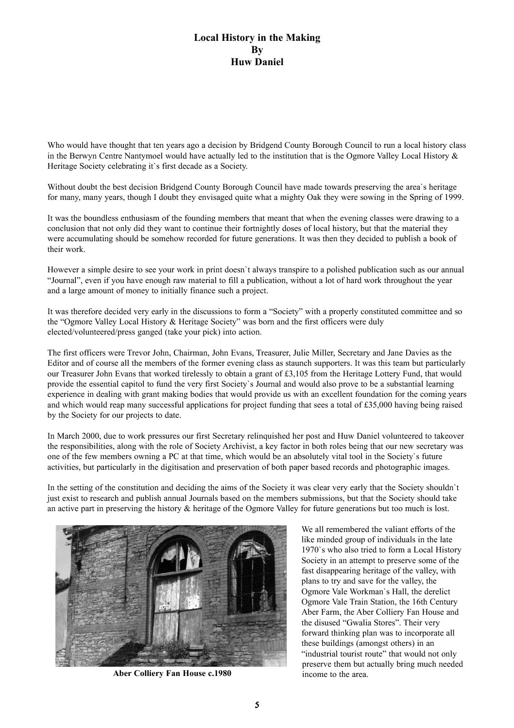 Ogmore Valley Timeline
