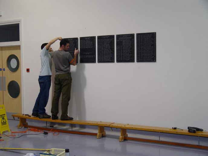Plaques_21 Lasers R Us Staff start erecting the Memorial Plaques