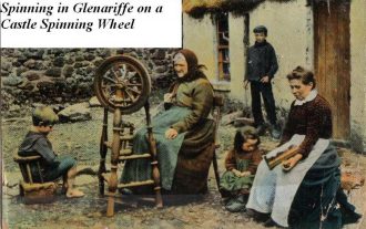 Spinning in Glenariffe on a Castle Spinning Wheel