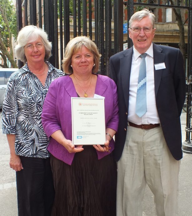 St_Marg_2 Lea Oakley, Malcolm Shepherd and Christine Waterman of St Margaret's History Society Archive Group Winner of the 'Best New' Community Archive and Heritage Group
