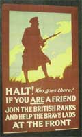 Halt! Who goes there? World War One recruitment poster.