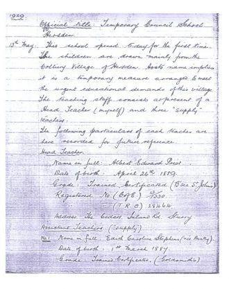 chislet2 Page one of The School Log Book 1929