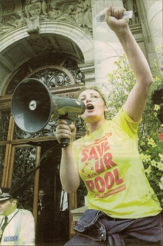 Protest outside Glasgow City Chambers 2001 Govanhill Baths Archive