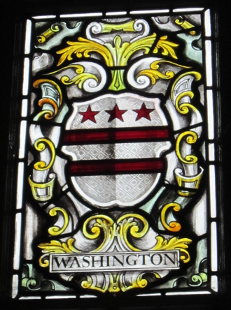 Washington window. Church of the Ascension Stained glass window. Image from heraldry of Washington family pre 1700 | Tony West