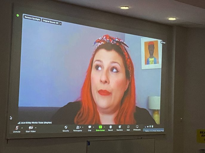 JoJo Kirtley of Workie Ticket, appearing via remote link at the CAHG 2022 awards ceremony. JoJo Kirtley of Workie Ticket, appearing via remote link at the CAHG 2022 awards ceremony. | Image courtesy of Our Irish Heritage