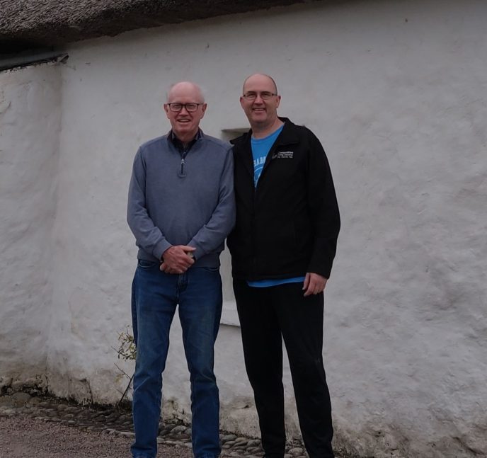 Project co-administrators, Brian O’Halloran from California and Noel Murphy from Galway, meet in their only face to face meeting July 2022. | Moycullen Heritage