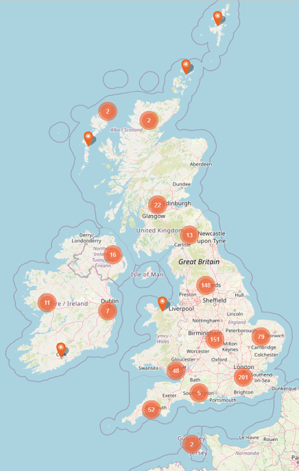 Map of community archives in the CAHG directory Map of community archives in the CAHG directory