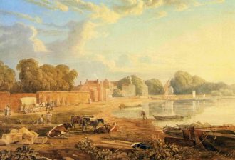 Thames Bank at Mortlake Watercolour of the Thames Bank at Mortlake