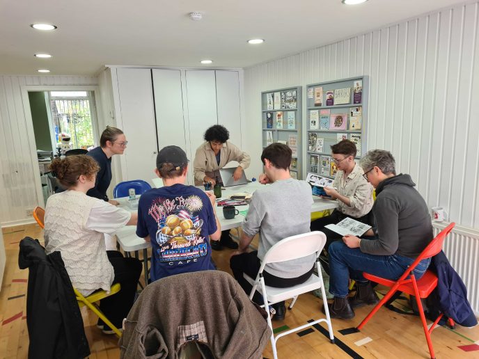 Community cataloguing at the Glasgow Zine Library Community cataloguing at the Glasgow Zine Library | Image courtesy of Glasgow Zine Library