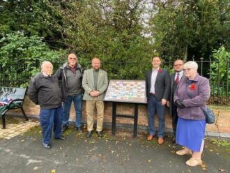 Newbold Verdon Remembrance Board Local Archive Group and the local MP unveil the Remembrance Board. | Newbold Verdon Parish Archive
