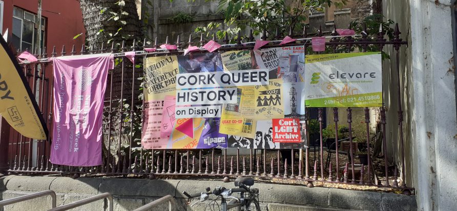 Cork Queer History on Display banner and Heritage Week bunting August 2024 Cork Queer History on Display banner and Heritage Week bunting, August 2024 | Image courtesy of Cork LGBT Archive